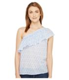 Two By Vince Camuto One Shoulder Ikat Stars Tencel Blouse (ultra White) Women's Blouse