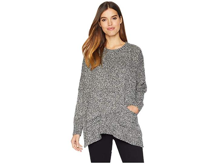 Kensie Two-tone Boucle Sweater Ksnk5909 (black Combo) Women's Sweater
