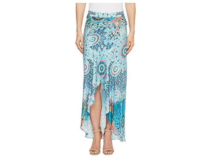 Hale Bob Room To Glow Stretch Satin Skirt (teal) Women's Skirt