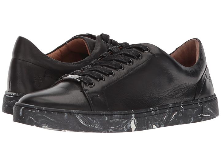 Frye Ivy Low Lace (black Polished Soft Full Grain) Women's Lace Up Casual Shoes