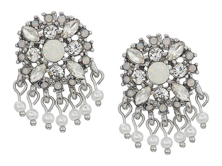 Marchesa Lighter Than Air Cluster Button Earrings (white Multi) Earring