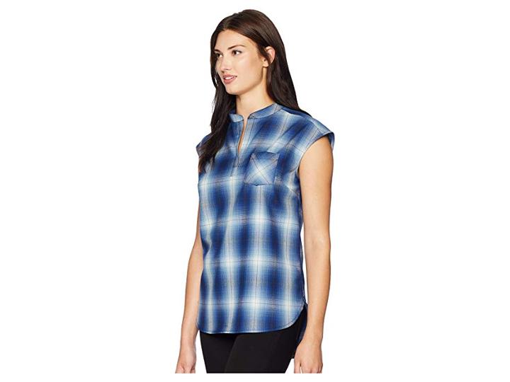Pendleton Jane Wool Plaid Popover (blue Ombre) Women's Clothing