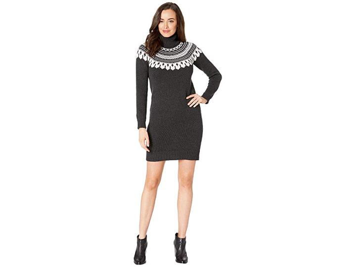 Lauren Ralph Lauren Fair Isle Turtleneck Dress (charcoal/mascarpone Cream Multi) Women's Dress