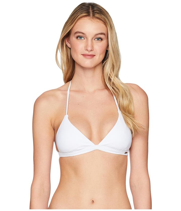 Roxy Print Strappy Love Reversible Fixed Triangle Bikini Top (bright White) Women's Swimwear
