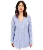 Jag Jeans Embroidered Clara Tunic (yale Blue) Women's Blouse