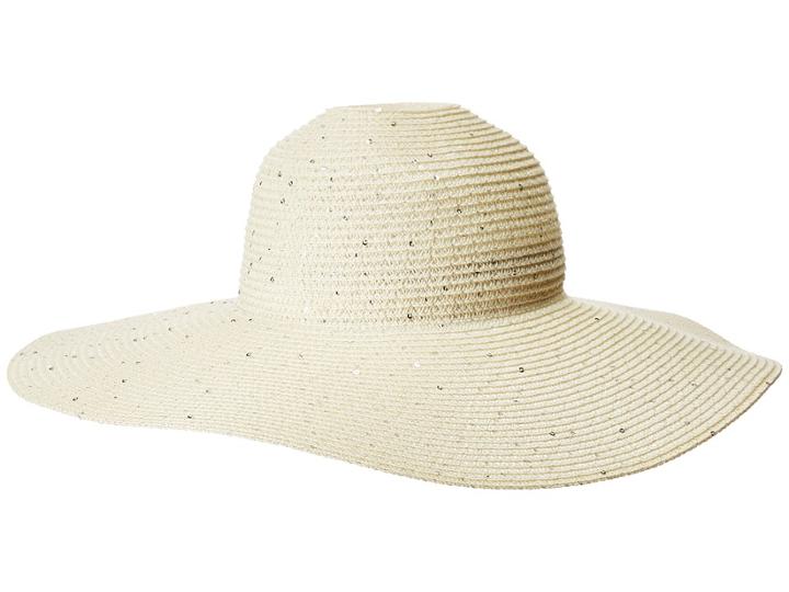 Calvin Klein Sequin Straw Sunhat (ivory) Caps