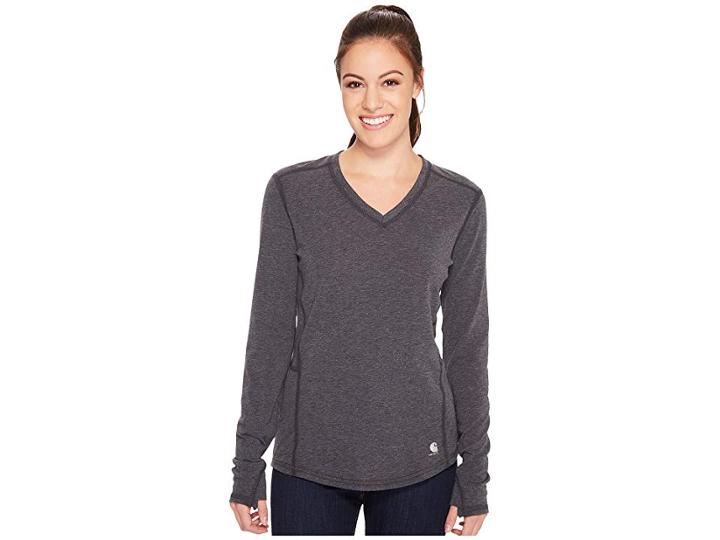 Carhartt Force Ferndale Long Sleeve T-shirt (black Heather) Women's Clothing