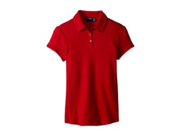 Nautica Kids Short Sleeve Interlock Polo (big Kids) (red) Girl's Clothing