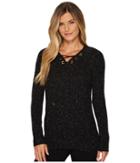 Calvin Klein Flecked Lace-up Sweater (black Combo) Women's Sweater