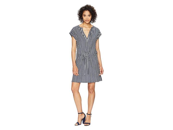 Dylan By True Grit Montauk Stripes Tunic Dress (indigo/white) Women's Dress