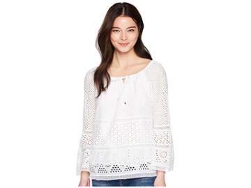Lauren Ralph Lauren Petite Eyelet Lace Cotton Top (white) Women's Clothing