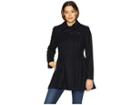 Calvin Klein Wool Pleated Skirt Coat With Asymmetrical Zipper Details (black) Women's Coat