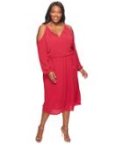 Michael Michael Kors Plus Size Embellished Cold Shoulder Boot Dress (raspberry) Women's Dress