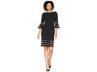 Calvin Klein Bell Sleeve Dress With Illusion Cd8c19mq (black) Women's Dress