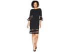 Calvin Klein Bell Sleeve Dress With Illusion Cd8c19mq (black) Women's Dress