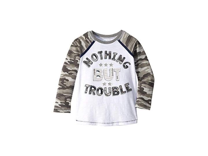 Mud Pie Trouble Camo Long Sleeve Raglan T-shirt (infant/toddler) (white) Boy's T Shirt
