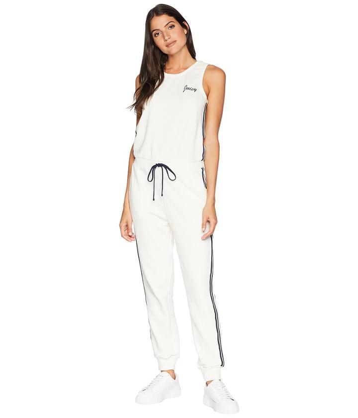 Juicy Couture Juicy Logo Side Stripe Terry Jumpsuit (angel) Women's Jumpsuit & Rompers One Piece