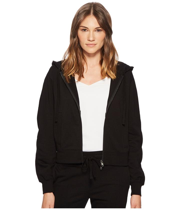 Vince Cropped Full Zip Hoodie (black) Women's Sweatshirt
