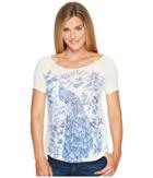 Lucky Brand Shaded Peacock Graphic Tee (marshmallow) Women's T Shirt