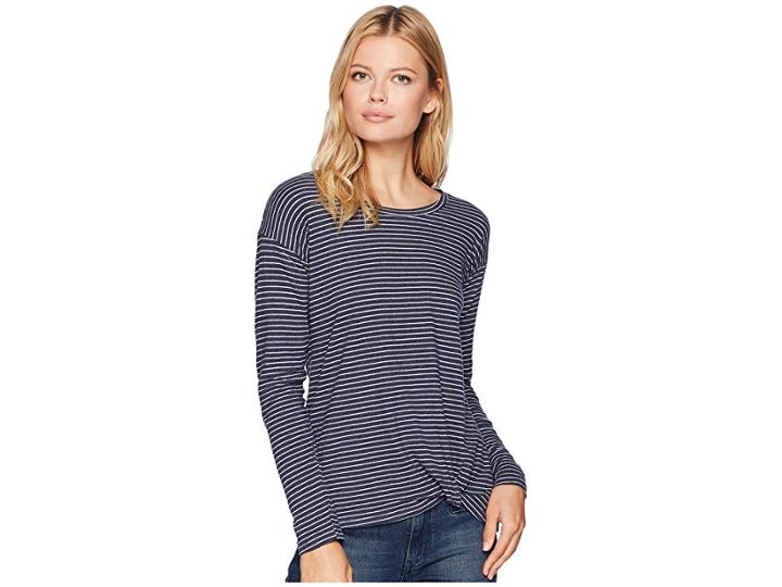 Tribal Long Sleeve Top With Waist Knot (blue Jay) Women's Long Sleeve Pullover