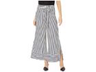 Eci Nautical Stripe Knit Pants With Side Slits And Belt (ivory/navy) Women's Casual Pants