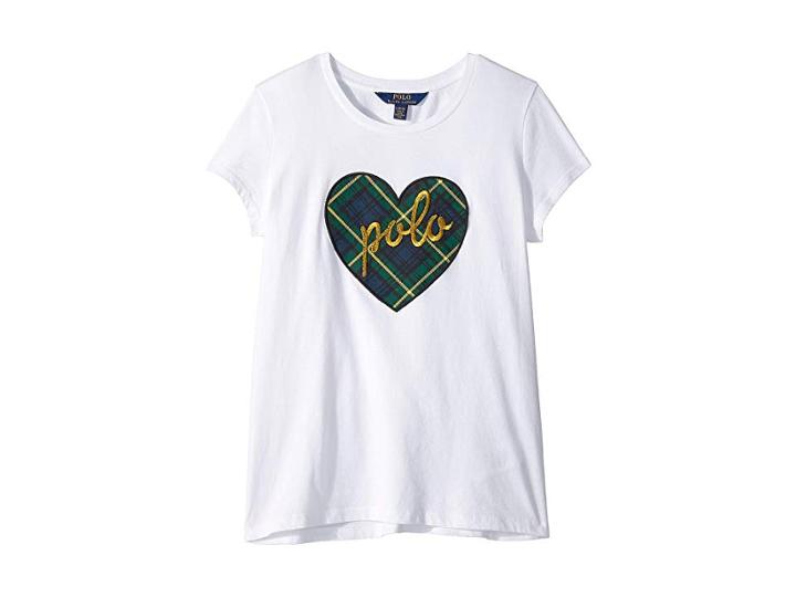 Polo Ralph Lauren Kids Polo Heart Graphic T-shirt (little Kids/big Kids) (white) Girl's T Shirt