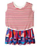 Junior Gaultier Striped/color Block Front And Back Printed Dress (big Kids) (bleu Drapeau) Girl's Dress