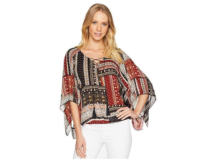 Sanctuary Kimono Sleeve Poncho Top (chimayo) Women's Long Sleeve Pullover