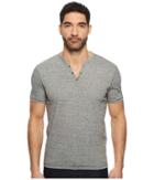 John Varvatos Star U.s.a. Short Sleeve Henley With Pick Stitch Detail K3593u1b (mercury Grey) Men's Clothing