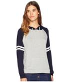 Pink Rose Long Sleeve Oversized Color Block Raglan Hoodie W/ Branded Bottom Contrast Armbands (grey Combo) Women's Sweatshirt