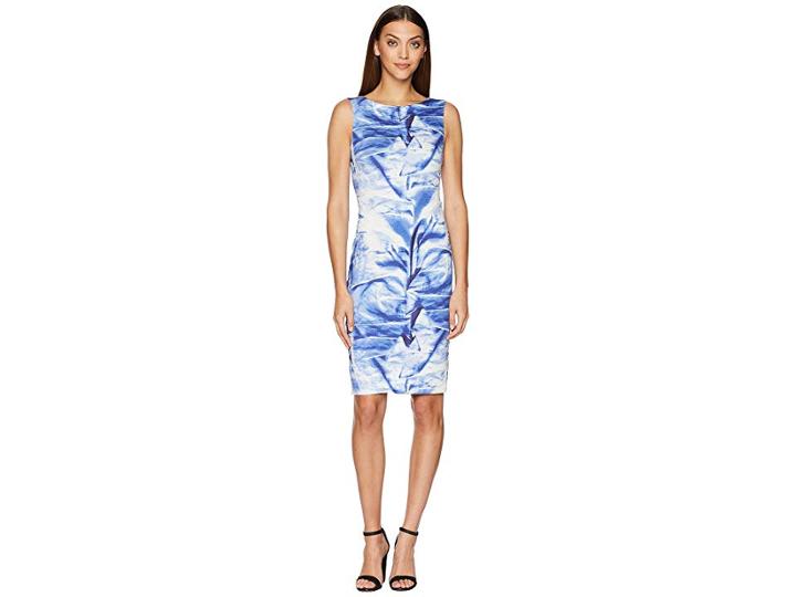 Nicole Miller Midi Dress (blue Multi) Women's Dress