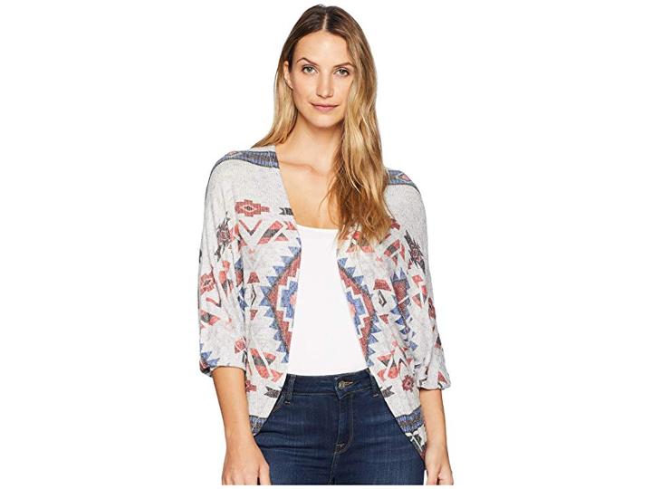 Wrangler 3/4 Sleeve Shirt (grey/navy/peach) Women's Clothing