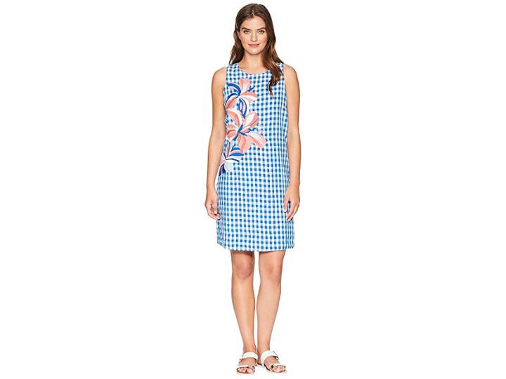 Tommy Bahama Gabriella Gingham Shift Dress (blue Aster) Women's Dress