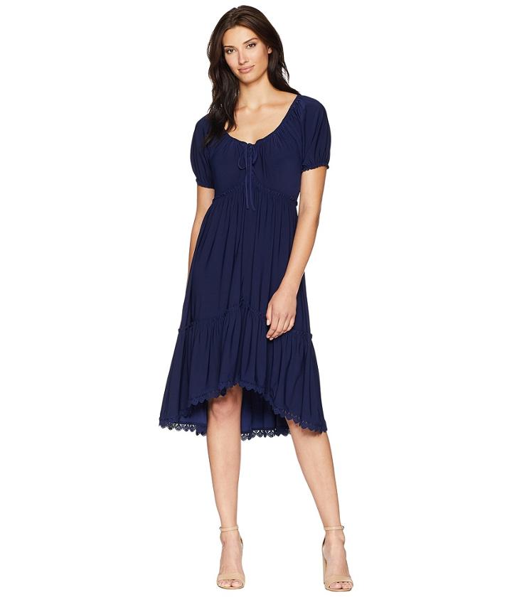 Anne Klein Peasant Short Sleeve Fit Flare Shirtdress (eclipse) Women's Dress