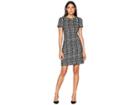 Calvin Klein Check Print Ponte Short Sleeve T-shirt Body Dress Cd8p58qq (black/cream) Women's Dress