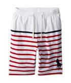 Polo Ralph Lauren Kids Striped Cotton Jersey Shorts (big Kids) (pure White Multi) Boy's Shorts