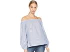 Bcbgmaxazria Elsie Off Shoulder Peasant Sleeve Top (dark Blue) Women's Clothing