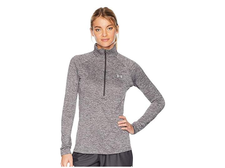 Under Armour Tech 1/2 Zip Twist Top (charcoal/charcoal/metallic Silver) Women's Sweatshirt