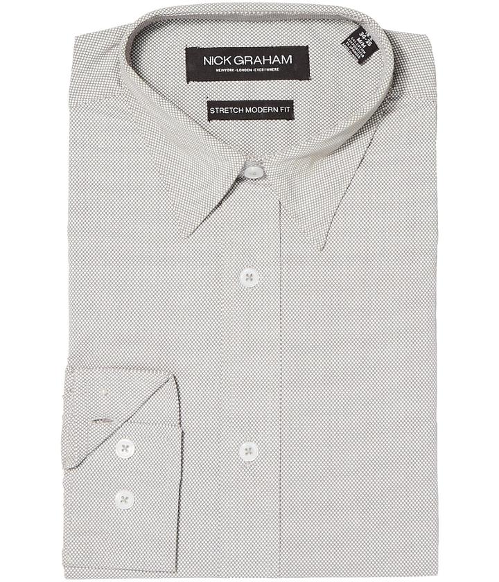 Nick Graham Micro Dot Print Stretch Shirt (grey) Men's Clothing