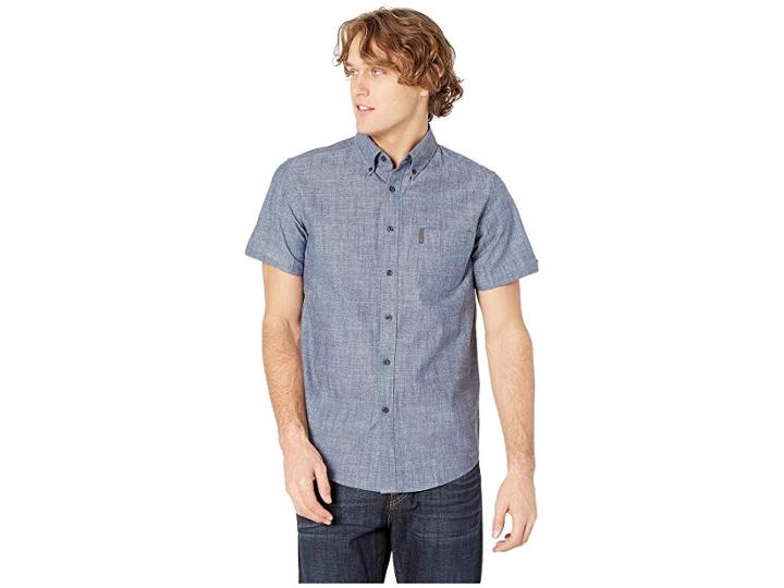 Ben Sherman Slub Chambray Short Sleeve Shirt (blue) Men's Short Sleeve Button Up