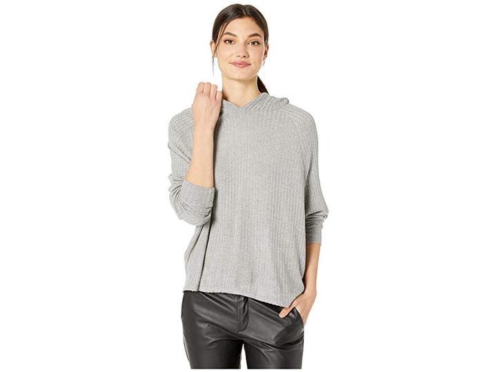 Chaser Thermal Long Sleeve Raglan Dolman Hi-lo Hoodie (heather Grey) Women's Clothing