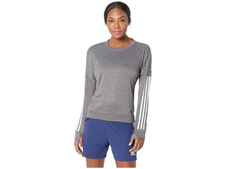 Adidas Run Pullover (grey Heather/white) Women's Clothing