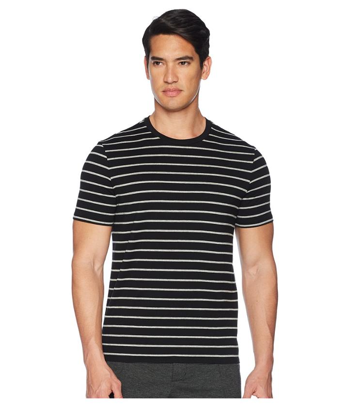 Vince Htr Stripped Short Sleeve (black Heather Steel) Men's Clothing