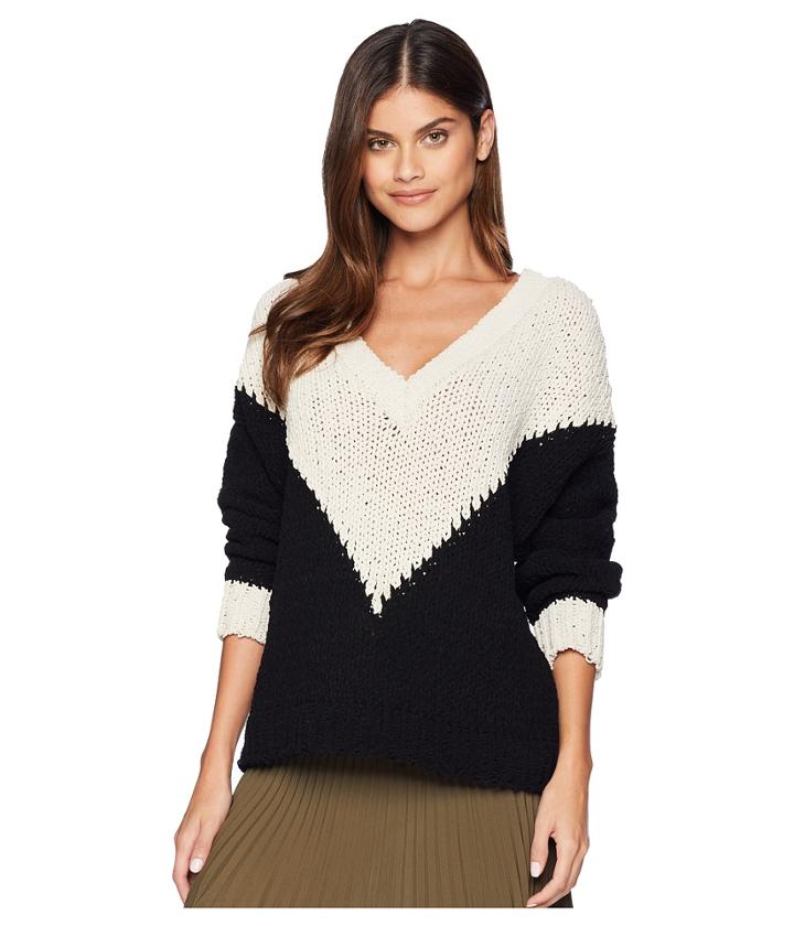 Moon River Long Sleeve Top (ivory Multi) Women's Clothing