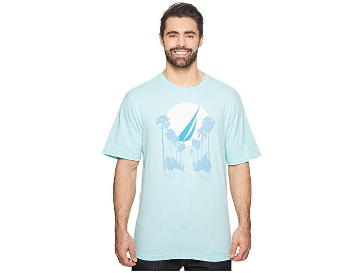 Nautica Big & Tall Big Tall Palm Trees Nautica Crew Tee (harbor Mist) Men's Clothing
