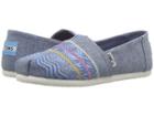 Toms Kids Alpargata (little Kid/big Kid) (blue Global Embroidery/chambray) Girl's Shoes