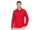 Nautica Long Sleeve Solid Polo (nautica Red) Men's Long Sleeve Pullover
