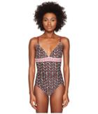 Kate Spade New York Coronado Beach #61 Triangle One-piece Swimsuit W/ Removable Soft Cups (sumac Red) Women's Swimsuits One Piece