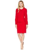 Tahari By Asl Bistretch Snap Closure Skirt Suit (tomato Red) Women's Suits Sets