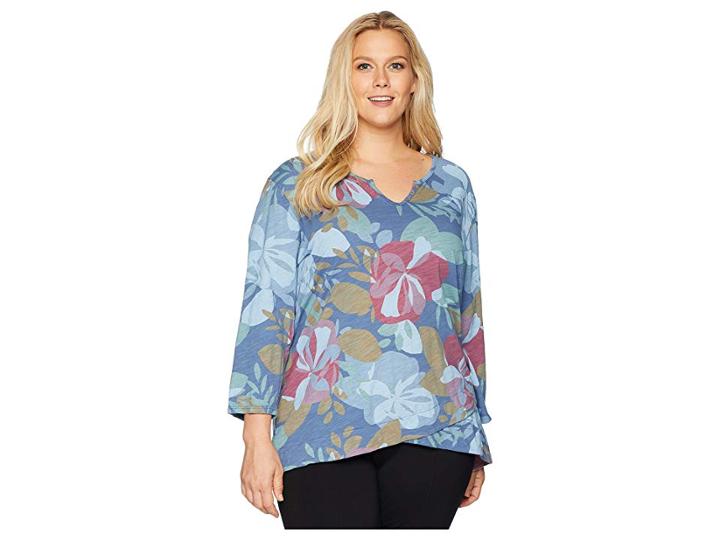 Extra Fresh By Fresh Produce Plus Size Fresh Blossom Jordan Top (deep Dive) Women's Clothing